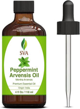 SVA Peppermint Essential Oil – 4 Fl Oz – 100% Natural Peppermint Oil - for Diffuser, Hair Care, Face, Skin Care, Aromatherapy, Scalp and Body Massage, Soap and Candle Making - with Dropper - Showlu Well Nation Store